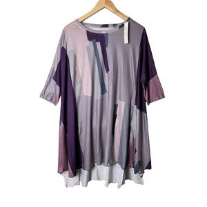 NWT 3 Potato Dress Tunic Purple Geometric Art to Wear M 3643